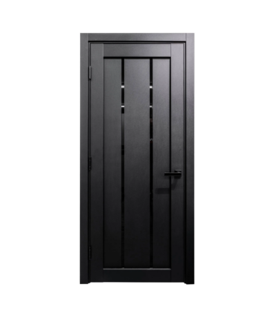 Modern interior door LV 04 black matt with black glass