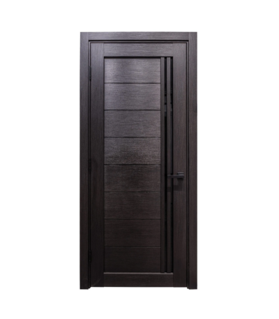 Modern interior door LV-18 wenge with black glass