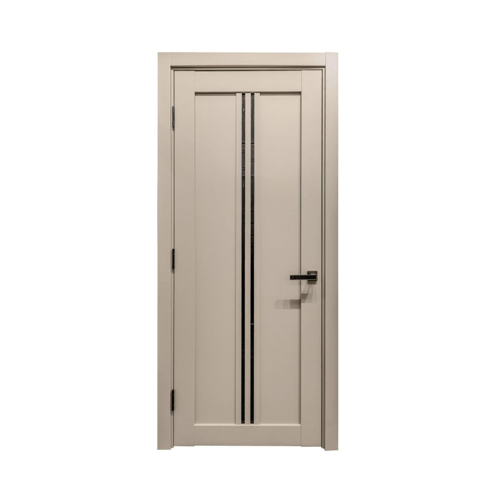 Modern interior door LV-20 mocha matt with black glass